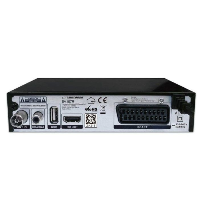 DVB-T2 imtuvas H.265/HEVC Esperanza EV107R, juodas