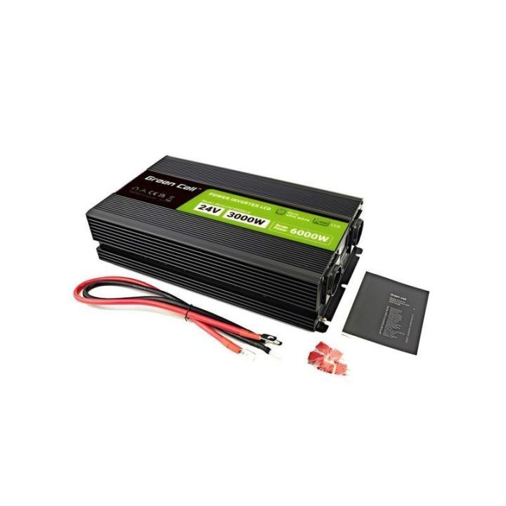 Automobilinis grynos sinusoidės keitiklis Green Cell INVGC24P3000LCD