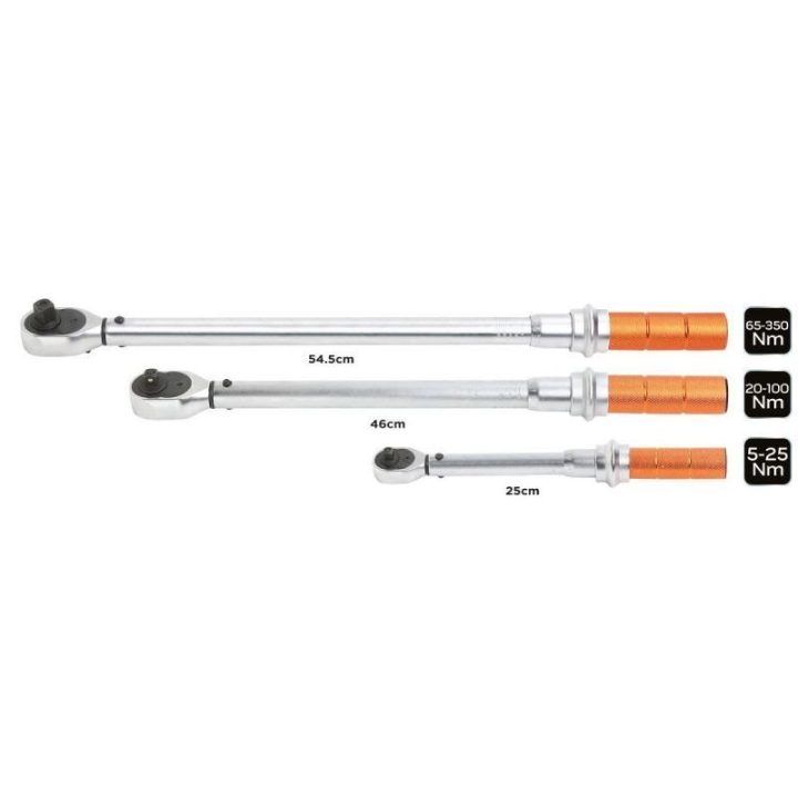 Dinamometrinių raktų komplektas NEO Tools, 1/4, 3/8 ir 1/2 colio, 3 vnt