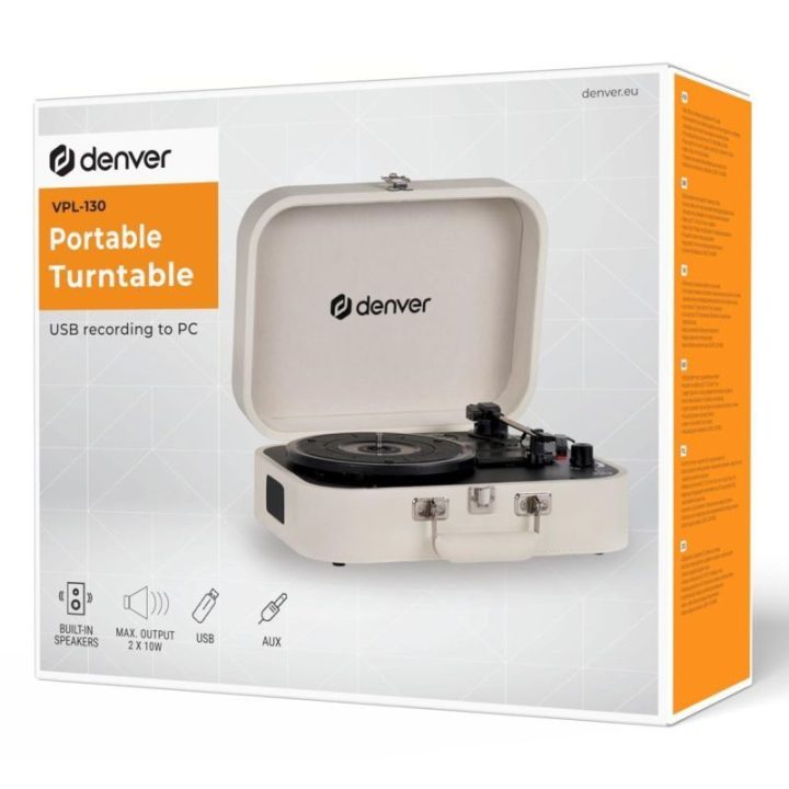 Gramofonas su USB Denver VPL-130, smėlio spalvos