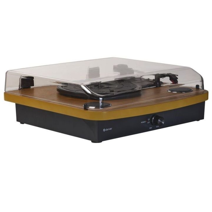 Vinilinių plokštelių grotuvas Denver su BT ir USB, juodos ir medžio spalvos
