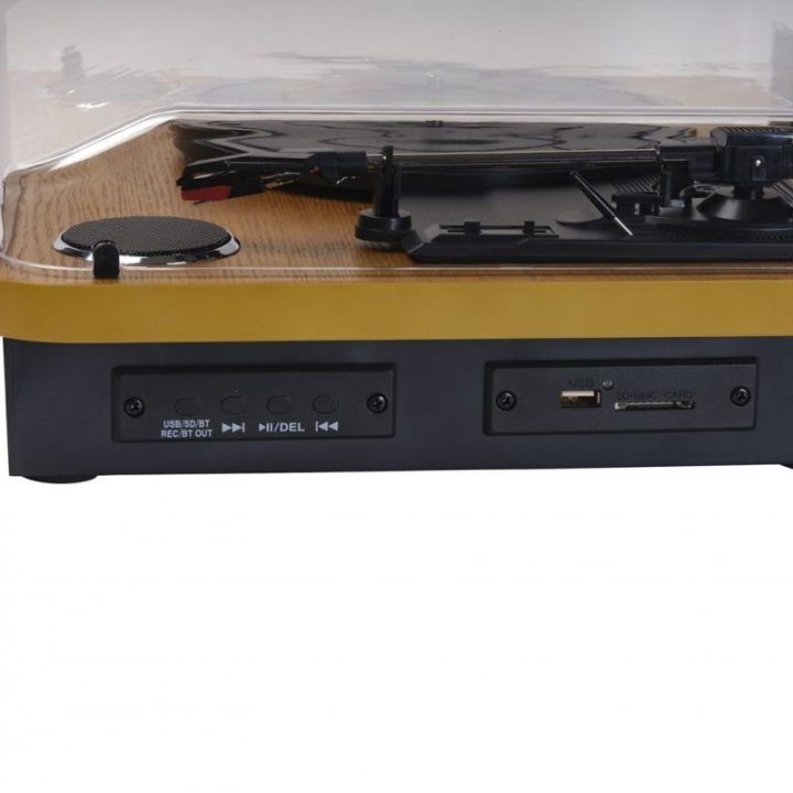 Vinilinių plokštelių grotuvas Denver su BT ir USB, juodos ir medžio spalvos
