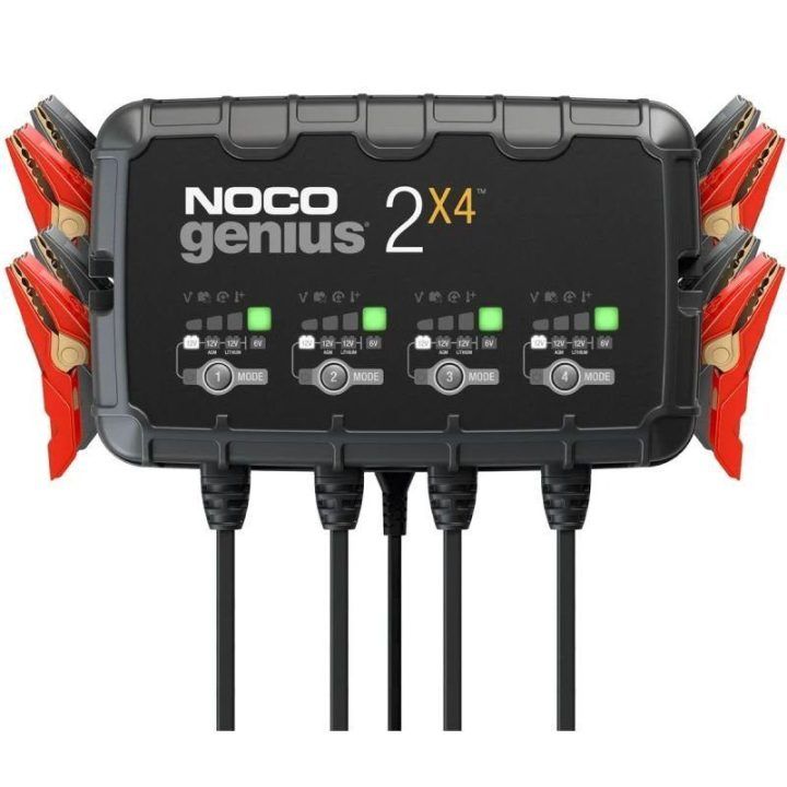4 kanalų akumuliatorių įkroviklis NOCO GENIUS2X4, 8 A, juodos ir pilkos spalvos