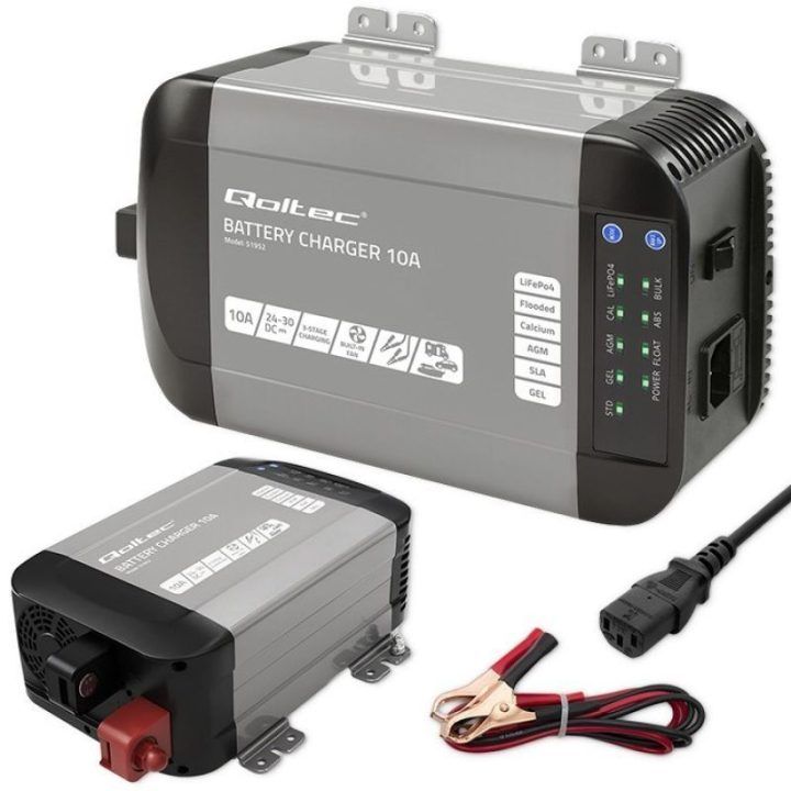 Akumuliatorių įkroviklis 24 V Qoltec Monolith, 10 A