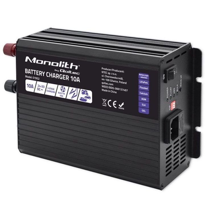 Akumuliatorių įkroviklis 24 V Qoltec Monolith, 10 A