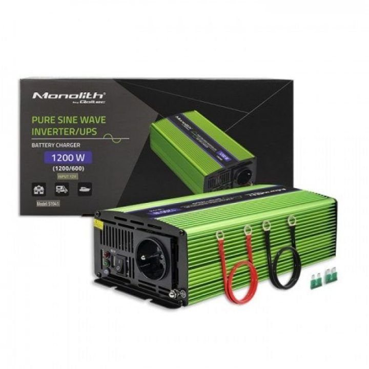 Automobilinis įtampos keitiklis Qoltec Monolith, 12 V į 230 V