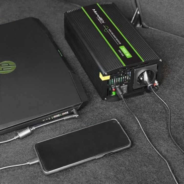 Gryno sinuso įtampos keitiklis Qoltec Monolith, 1000/2000 W