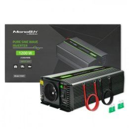 Automobilinis inverteris Qoltec Monolith, 1200 W, juodas