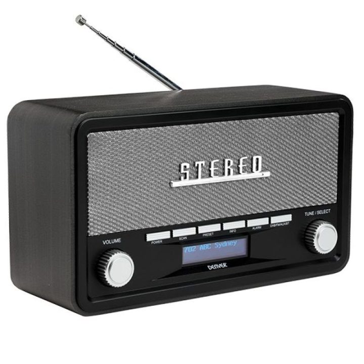 Radijas DAB+/FM su Bluetooth Denver DAB-18 Retro, pilkas