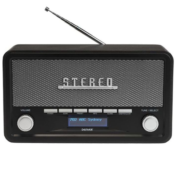 Radijas DAB+/FM su Bluetooth Denver DAB-18 Retro, pilkas