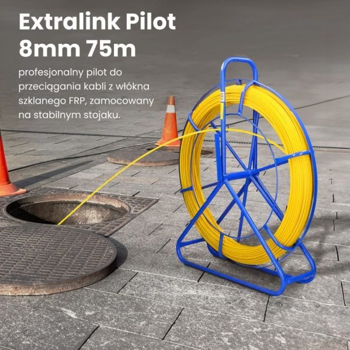 Kabelių pratraukimo strypas Extralink Pilot, 8 mm × 75 m, geltonas