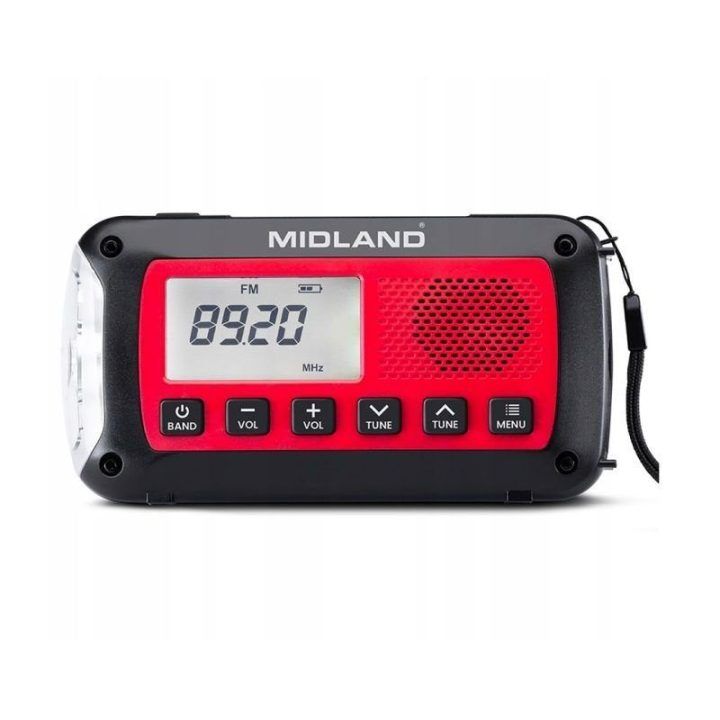 Avarinis radijas Midland ER100, 2600 mAh, raudonas ir juodas