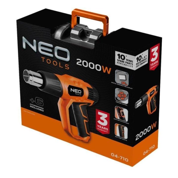 Karšto oro pūstuvas su LCD ekranu NEO Tools, 2000 W