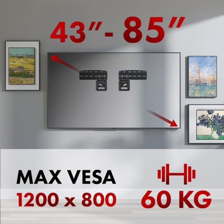 Televizoriaus laikiklis Samsung QLED Maclean MC-806 N, 43–85 colių, juodas
