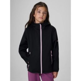 Vėjui atspari softshell striukė mergaitėms 4F, juoda