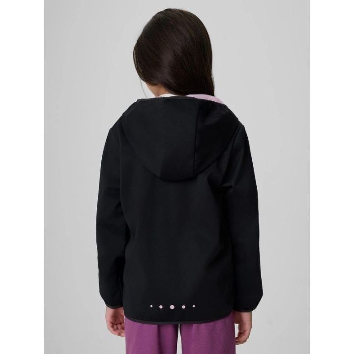 Vėjui atspari softshell striukė mergaitėms 4F, juoda