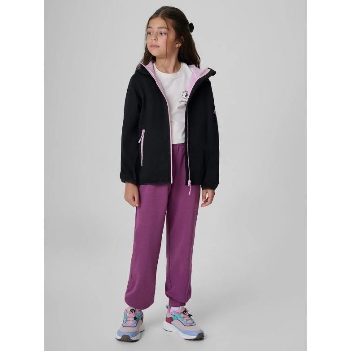 Vėjui atspari softshell striukė mergaitėms 4F, juoda