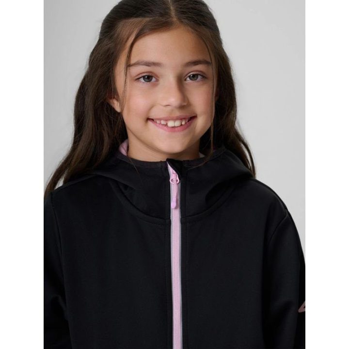 Vėjui atspari softshell striukė mergaitėms 4F, juoda