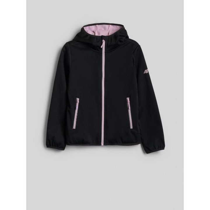 Vėjui atspari softshell striukė mergaitėms 4F, juoda