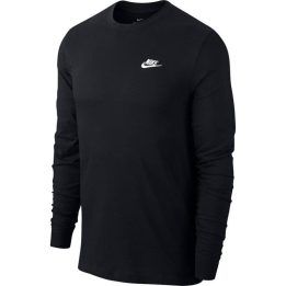 Vyriški medvilniniai marškinėliai ilgomis rankovėmis Nike Club, juodi