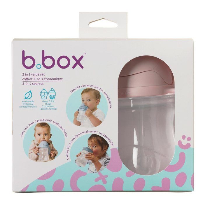 Vaikiškas puodelių rinkinys 3 viename B.box, 240 ml, rožinis