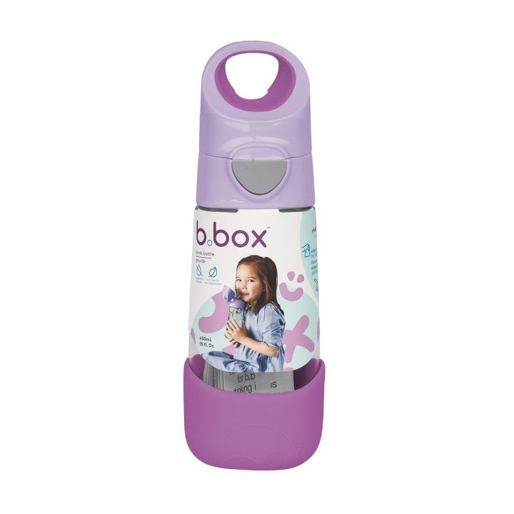 Buteliukas vaikams su šiaudeliu b.box, 450 ml, slyvų spalvos