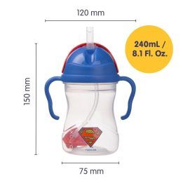 Vaikiška gertuvė su pasunkintu šiaudeliu b.box Superman, 240 ml