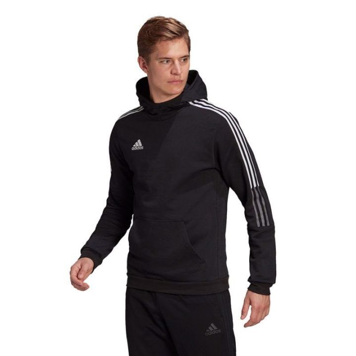 Vyriškas medvilninis džemperis su gobtuvu adidas Tiro 21, juodas