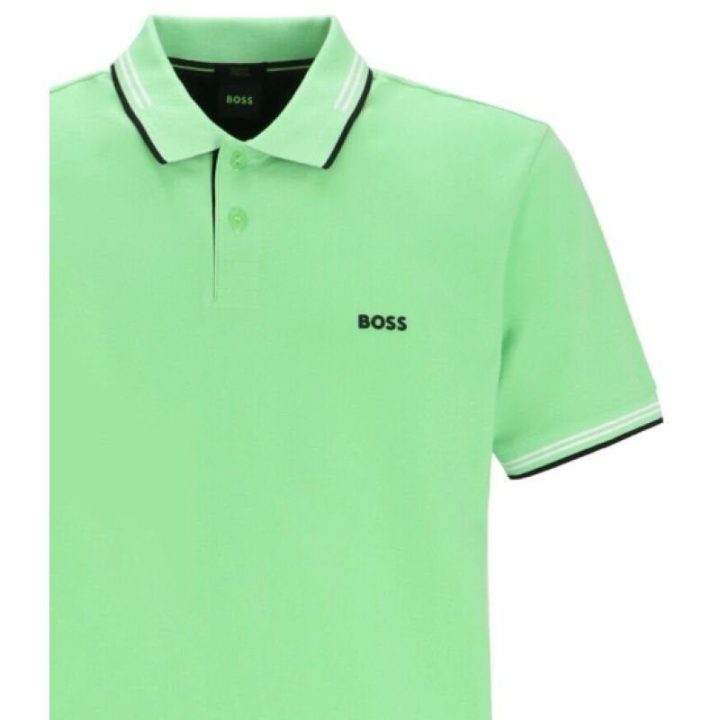 Vyriški medvilniniai polo marškinėliai BOSS Paul, vidutinio žalumo
