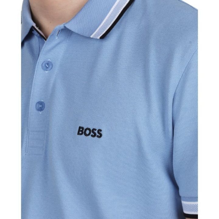 Vyriški medvilniniai polo marškinėliai BOSS Paddy, žydri