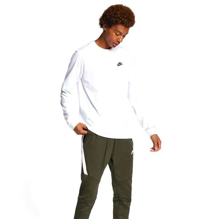 Vyriški medvilniniai marškinėliai Nike Club Tee LS, balti
