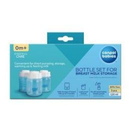 Motinos pieno laikymo buteliukų rinkinys Canpol babies, 3 × 120 ml