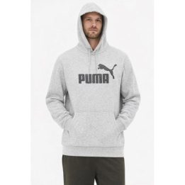 Vyriškas medvilninis džemperis su gobtuvu Puma, pilkas