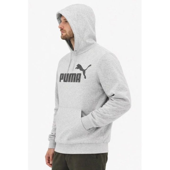 Vyriškas medvilninis džemperis su gobtuvu Puma, pilkas