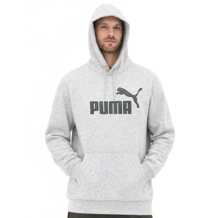 Vyriškas medvilninis džemperis su gobtuvu Puma, pilkas