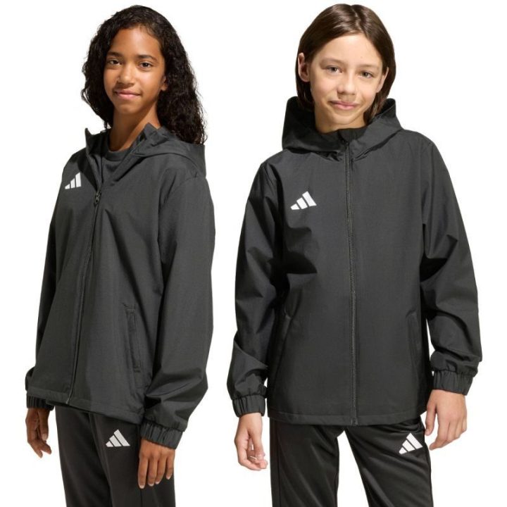Vaikiška striukė su gobtuvu adidas Entrada 26 All Weather, juoda