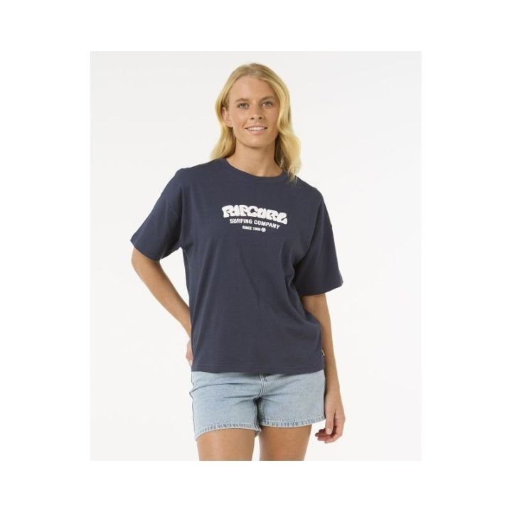 Laisvo kirpimo marškinėliai Rip Curl Surf Puff, tamsiai mėlyni