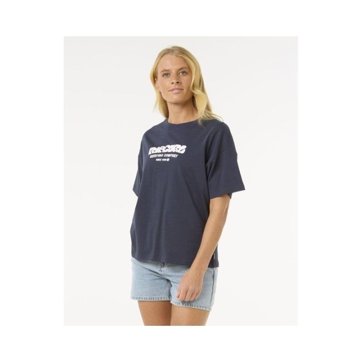 Laisvo kirpimo marškinėliai Rip Curl Surf Puff, tamsiai mėlyni