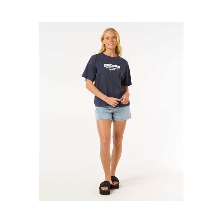 Laisvo kirpimo marškinėliai Rip Curl Surf Puff, tamsiai mėlyni