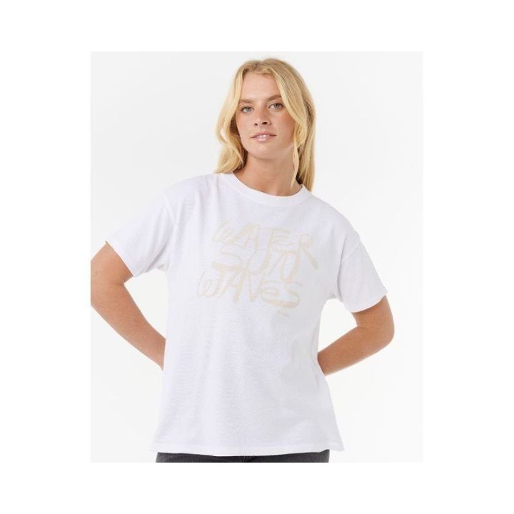 Marškinėliai su atlenktu kraštu Rip Curl Oceanic, balti
