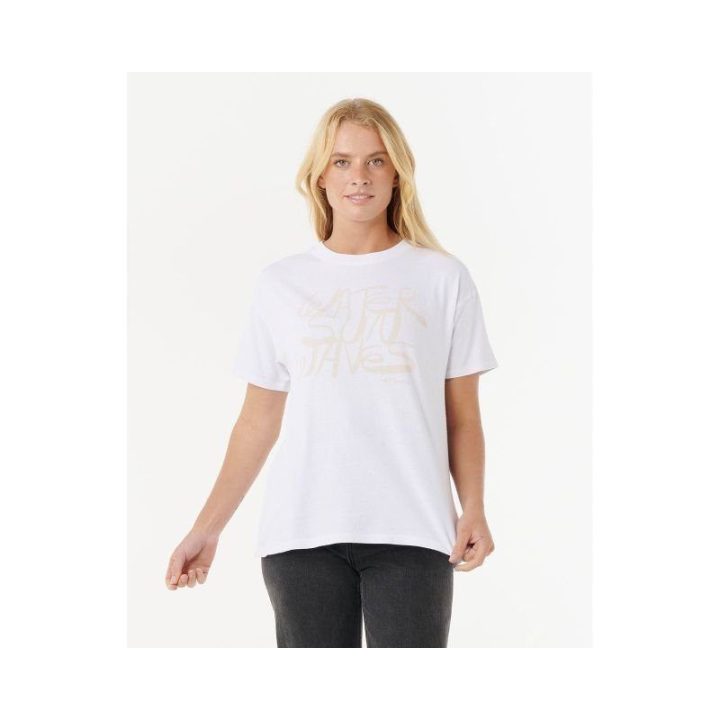 Marškinėliai su atlenktu kraštu Rip Curl Oceanic, balti