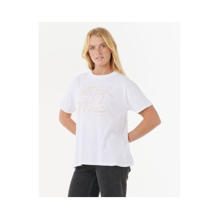 Marškinėliai su atlenktu kraštu Rip Curl Oceanic, balti