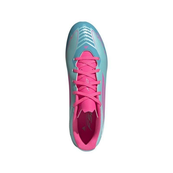 Vyriški futbolo bateliai FG/MG adidas F50 Club Messi, mėlyni ir rožiniai