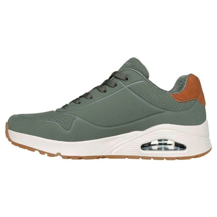 Vyriški suvarstomi sportbačiai Skechers Uno - Suited On Air, alyvuogių