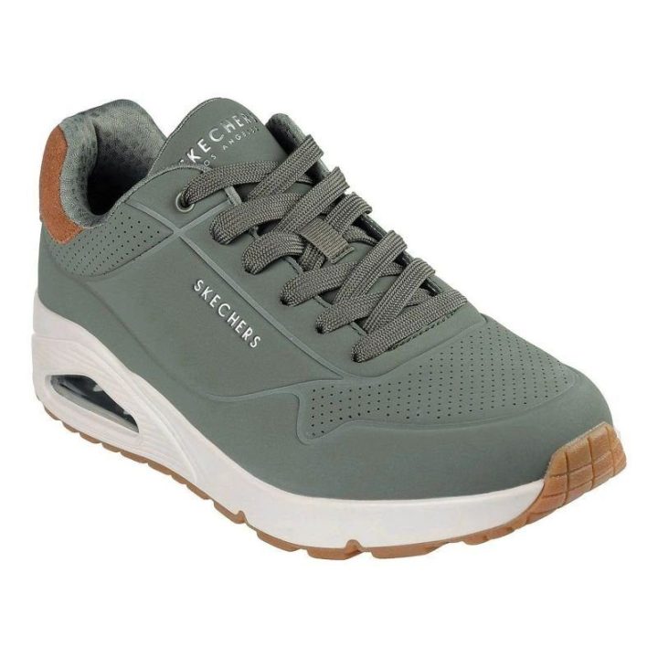 Vyriški suvarstomi sportbačiai Skechers Uno - Suited On Air, alyvuogių