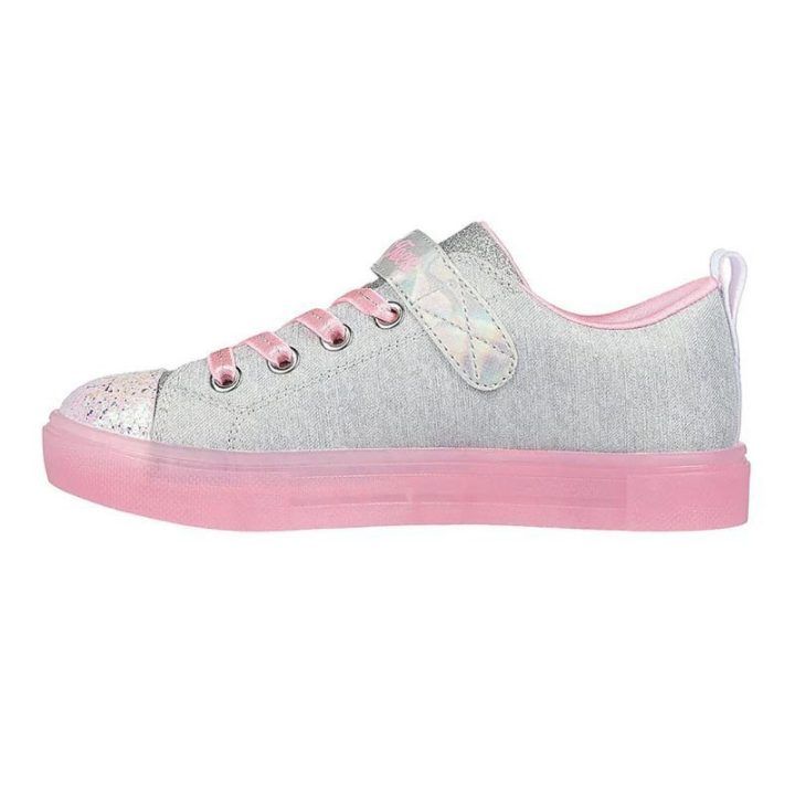 Vaikiški šviečiantys batai Skechers S Lights, pilki ir rožiniai