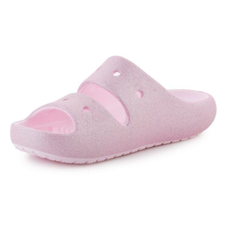 Vaikiškos šlepetės su dirželiais Crocs Classic Glitter, rožinės