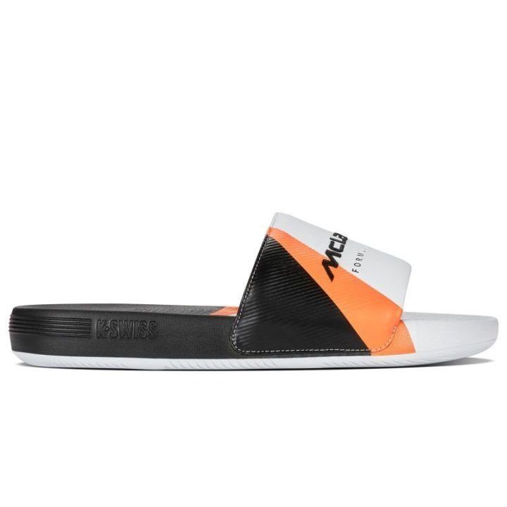 Vyriškos šlepetės K-Swiss Slide Sndl X McLaren, baltos ir juodos