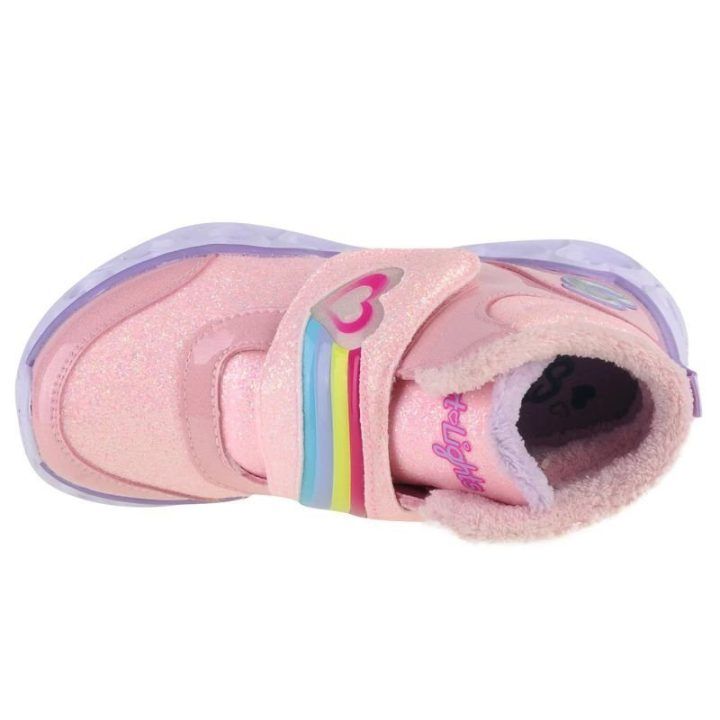 Žieminiai batai mergaitėms su lipukais Skechers, rožiniai