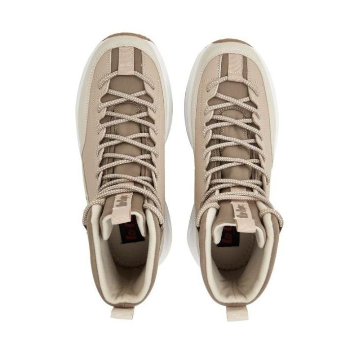 Moteriški žieminiai batai su raišteliais Lee Cooper, smėlio